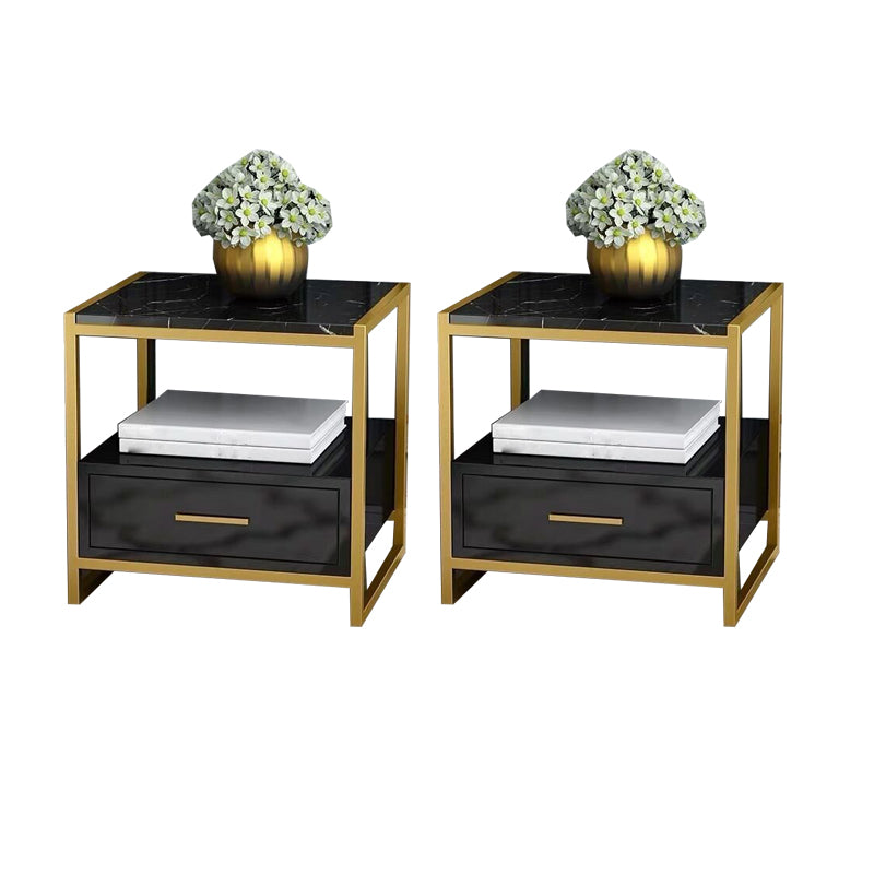 Contemporary Open Storage Accent Table Nightstand Antique Finish Bed Nightstand