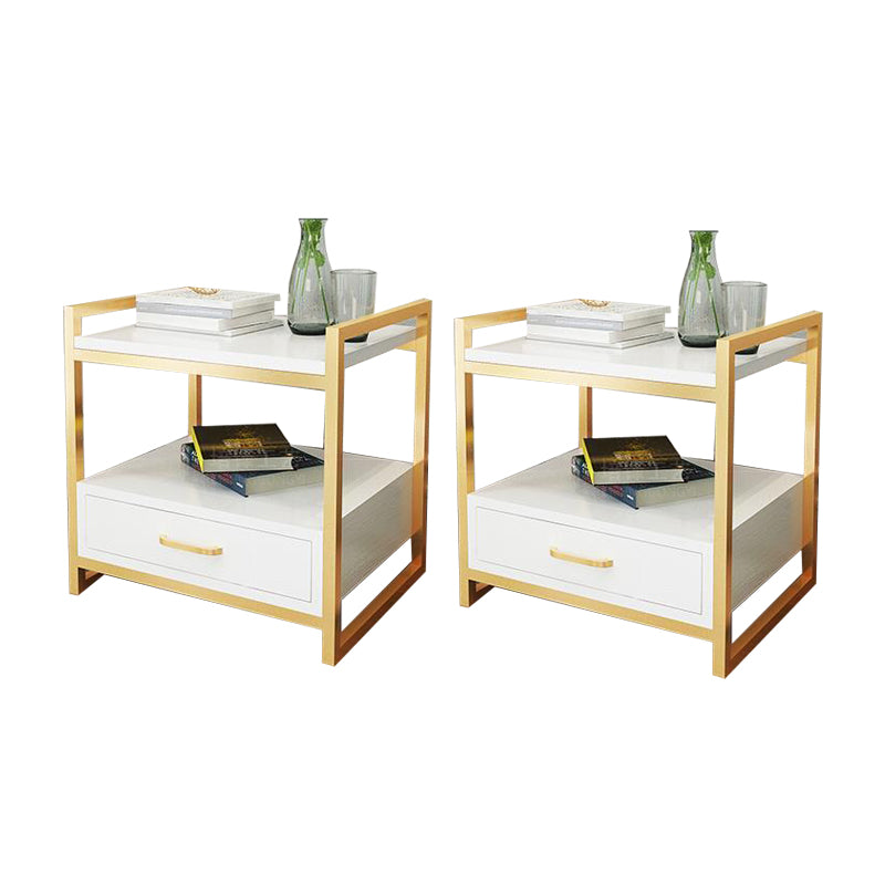 Contemporary Open Storage Accent Table Nightstand Antique Finish Bed Nightstand