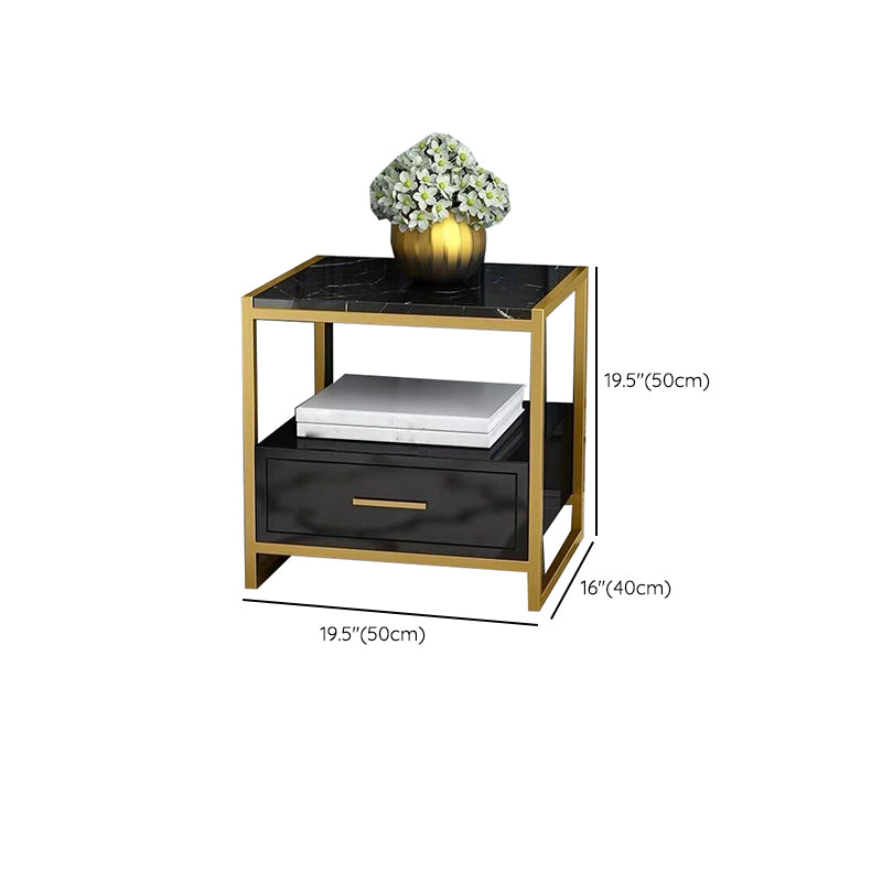 Contemporary Open Storage Accent Table Nightstand Antique Finish Bed Nightstand