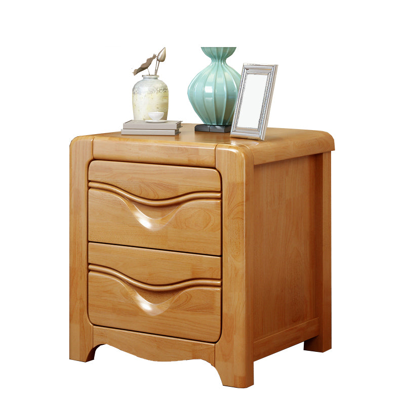 Solid Wood Night Table Traditional Bed Nightstand with Drawers