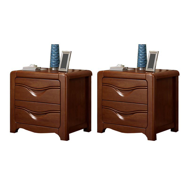 Solid Wood Night Table Traditional Bed Nightstand with Drawers