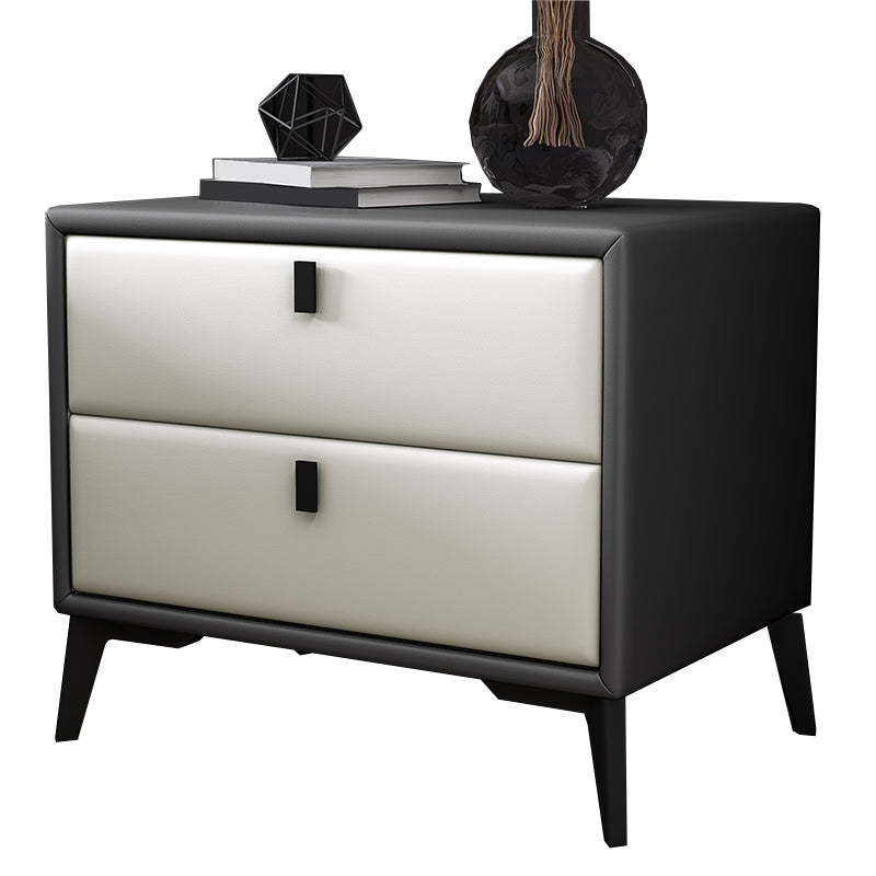 Leather Accent Table Nightstand Modern Nightstand for Bedroom