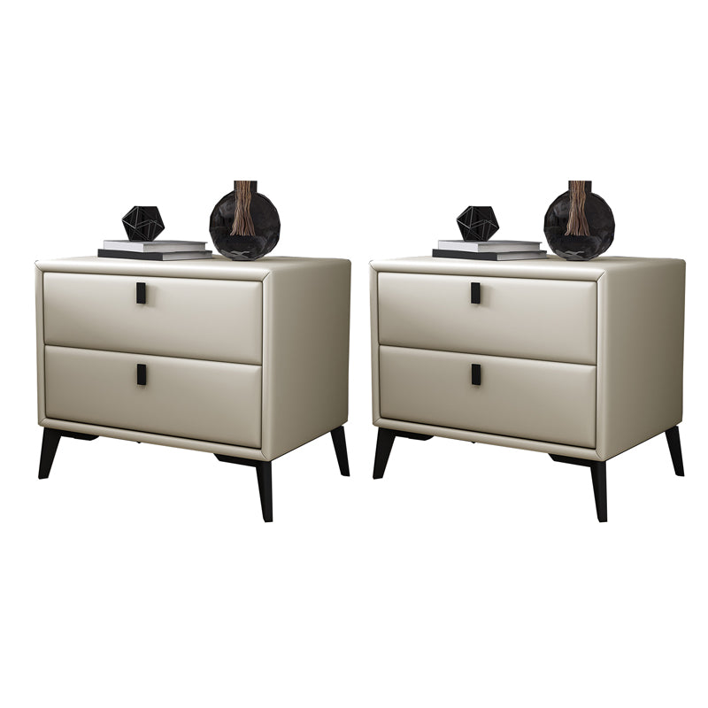 Leather Accent Table Nightstand Modern Nightstand for Bedroom