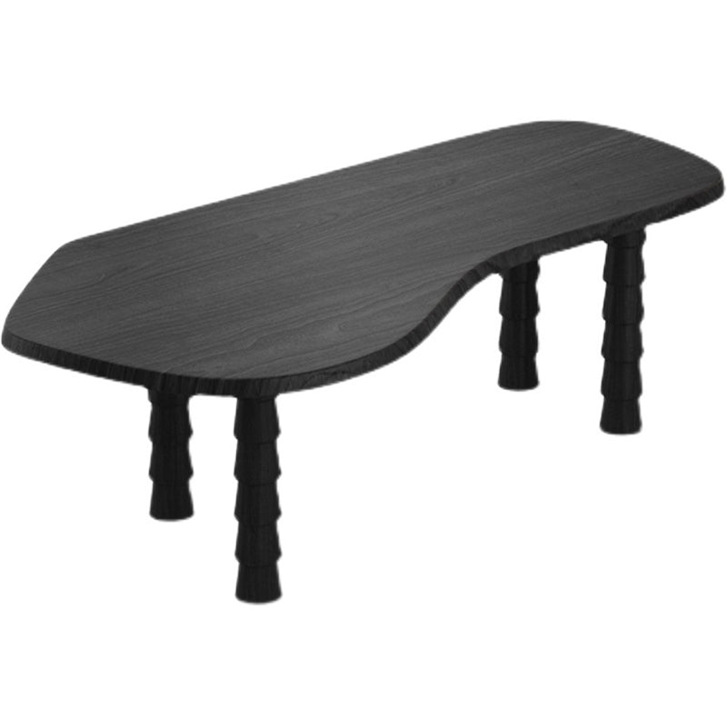 Free Form Shaped Office Laptop Table Solid Wood Writing Desk in Black