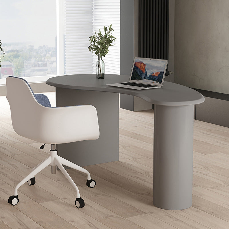 Free Form Shaped Office Laptop Table Wood Writing Desk in Grey/Black/White