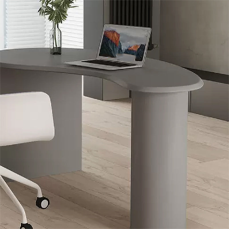 Free Form Shaped Office Laptop Table Wood Writing Desk in Grey/Black/White