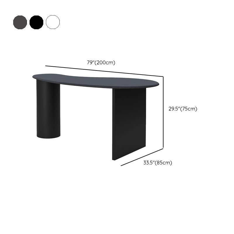 Free Form Shaped Office Laptop Table Wood Writing Desk in Grey/Black/White