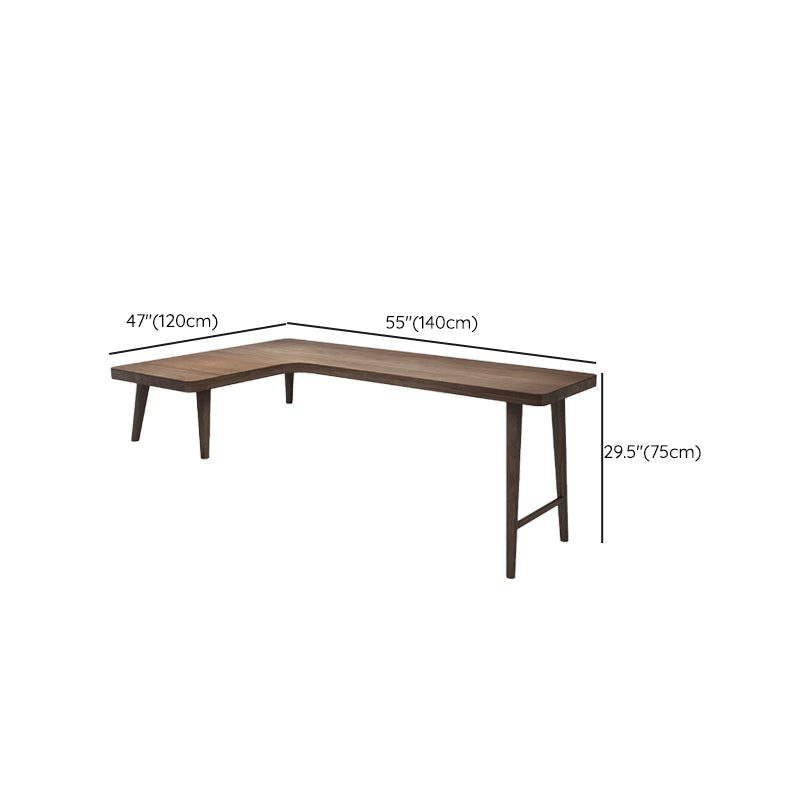 Wood Office Desk Modern Style L-Shaped Writing Desk in Brown