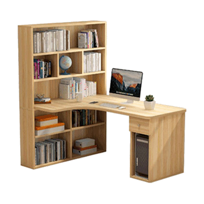 Engineered Wood Home Writing Desk 1 Drawer Rectangular Office Desk with Bookshelf