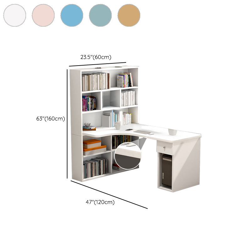 Engineered Wood Home Writing Desk 1 Drawer Rectangular Office Desk with Bookshelf