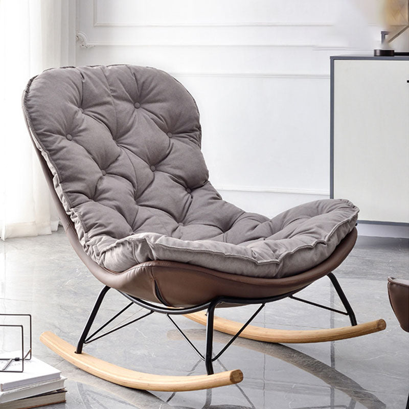 Contemporary Style Rocking Chair Upholstered Antique Finish Rocking Chair