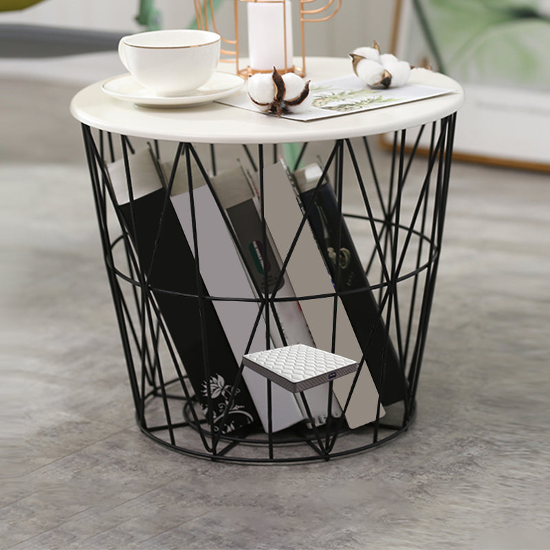 Contemporary Metal Round Top Coffee or End Table with Fram Base