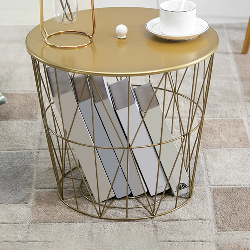 Contemporary Metal Round Top Coffee or End Table with Fram Base