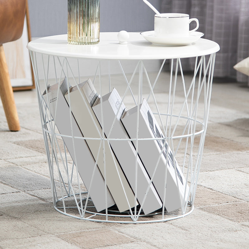 Contemporary Metal Round Top Coffee or End Table with Fram Base