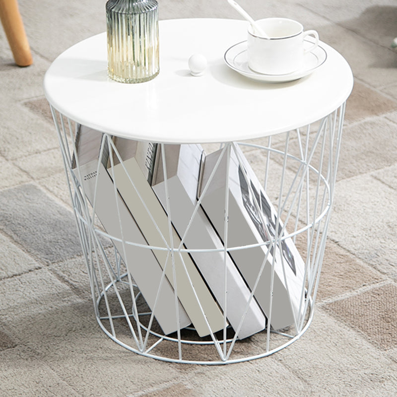 Contemporary Metal Round Top Coffee or End Table with Fram Base