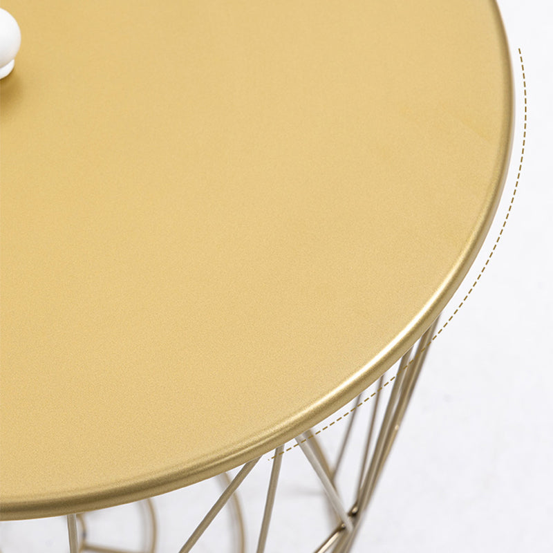 Contemporary Metal Round Top Coffee or End Table with Fram Base