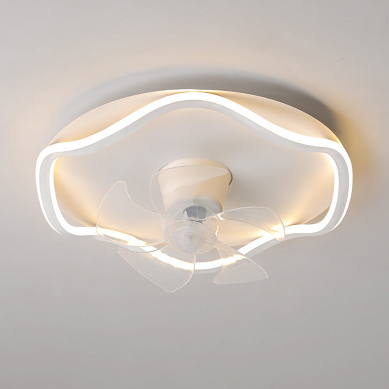 5-Blade Contemporary Ceiling Fan White/Golden Fan with Light for Dining Room