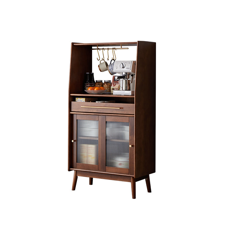 Modern Style Solid Wood Storage Sideboard Cabinet with Glass Doors for Dining Room