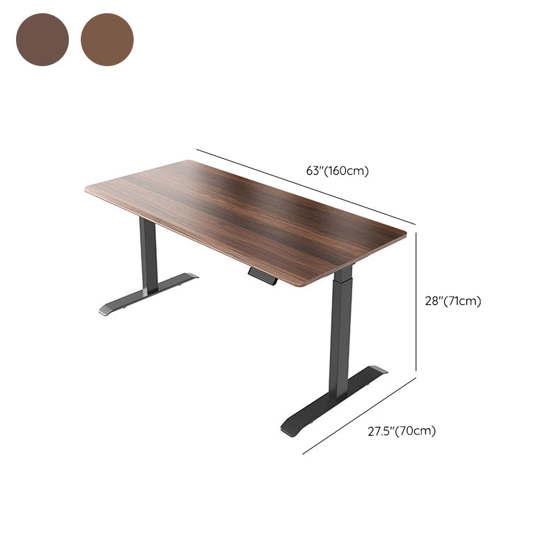 Electric Height Adjustment Computer Desk Solid Wood T-shape Bade Writing Desk