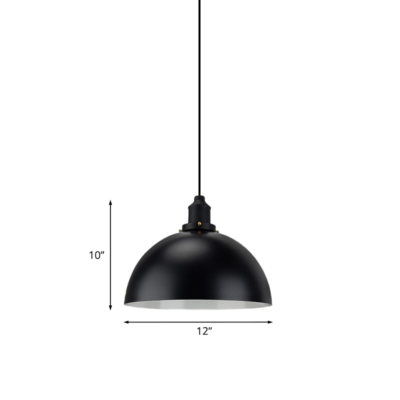 Dome ombre a sospensione Iron Illuminazione industriale 1 tavolo da pranzo in lampadina a soffitto appeso in nero