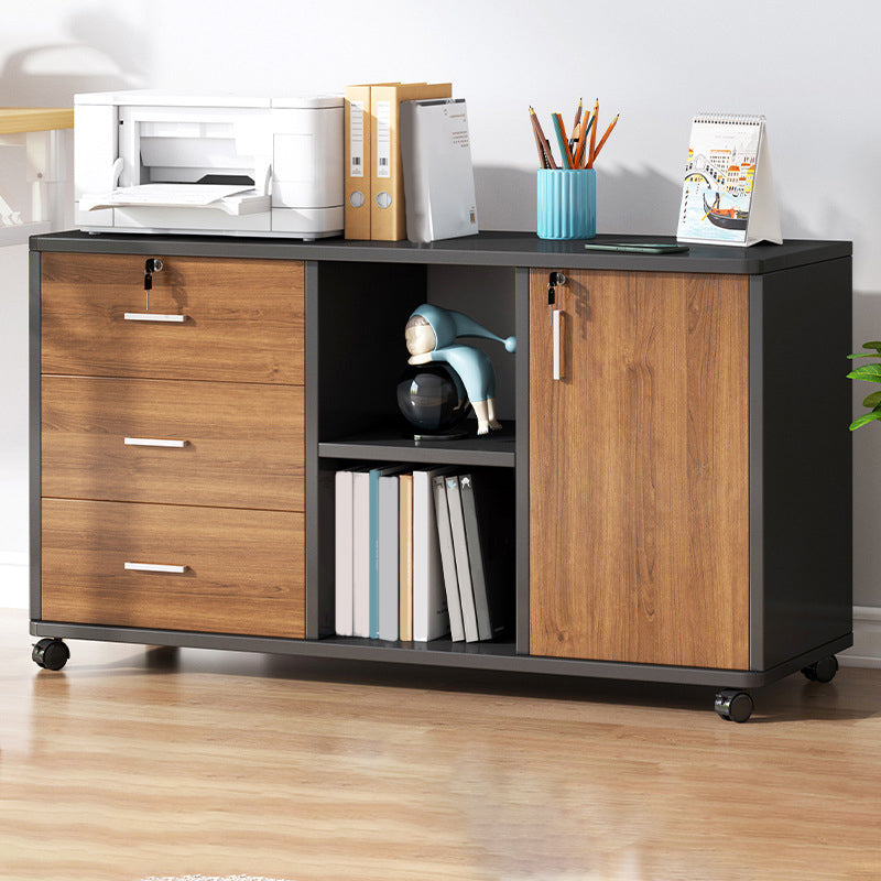 Modern File Cabinet Wooden Frame Lock Storage Filing Cabinet for Office