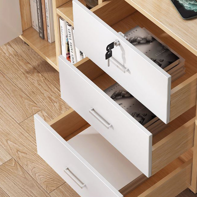 Modern File Cabinet Wooden Frame Lock Storage Filing Cabinet for Office