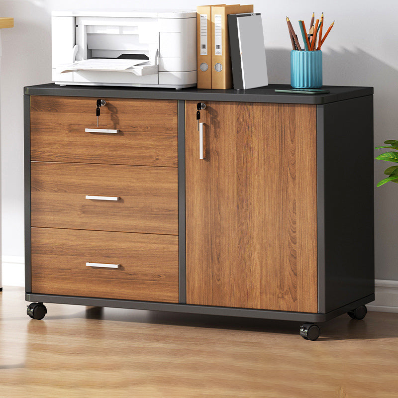 Modern File Cabinet Wooden Frame Lock Storage Filing Cabinet for Office