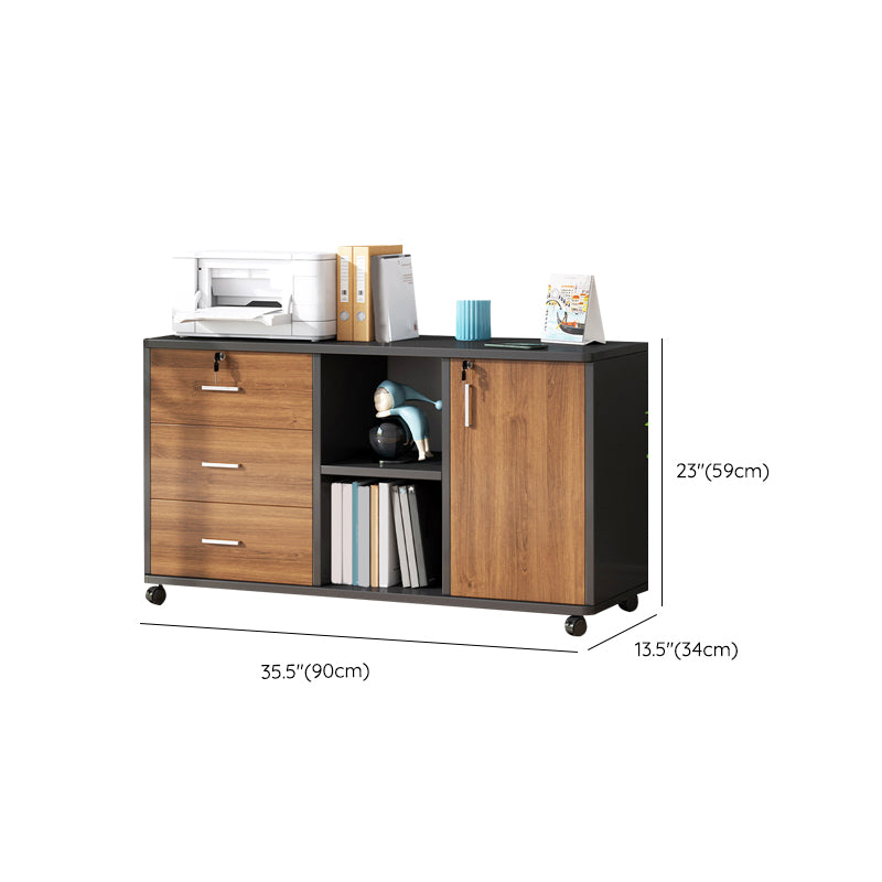 Modern File Cabinet Wooden Frame Lock Storage Filing Cabinet for Office