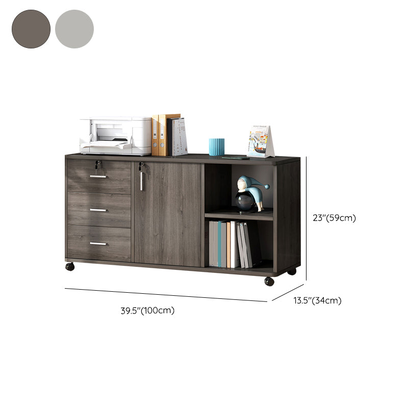 Modern File Cabinet Wooden Frame Lock Storage Filing Cabinet for Office