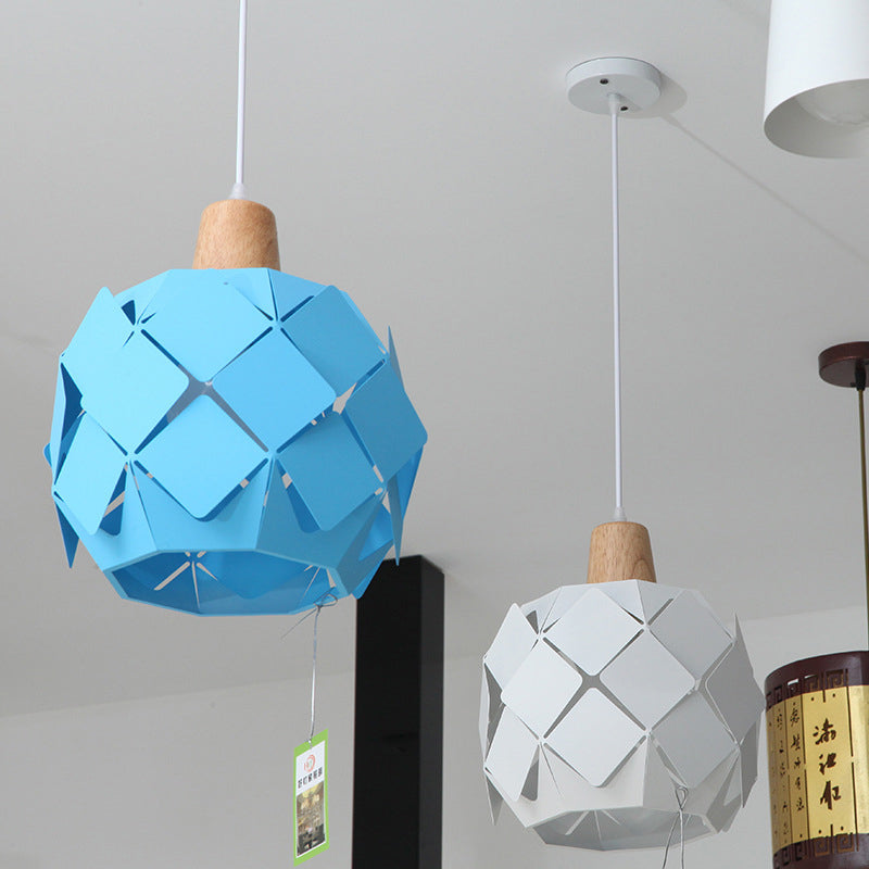 Éclairage de suspension de 1 lumière contemporaine avec ombre métallique bleu / noir / blanc suspendu luminaire