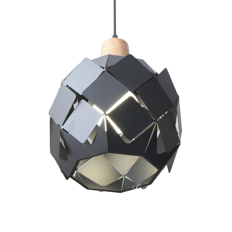 Contemporary 1 Light Hanging Lighting with Metal Shade Blue/Black/White Globe Pendant Light Fixture