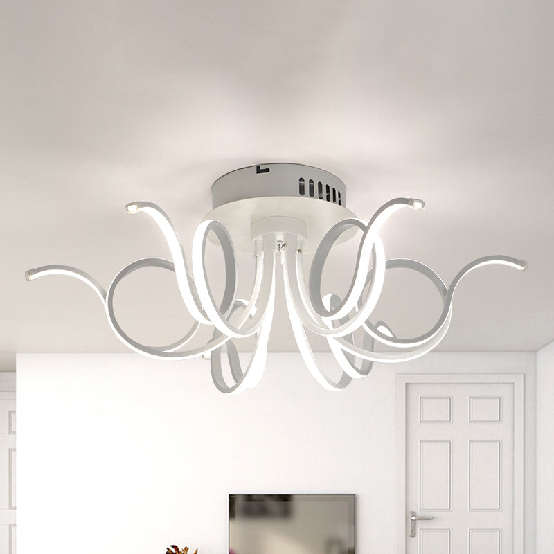 Octopus Flush Light Fixture Contemporary Acrylic 3/6/8 Lights Living Room LED Ceiling Mount Light Fixture in Warm/White