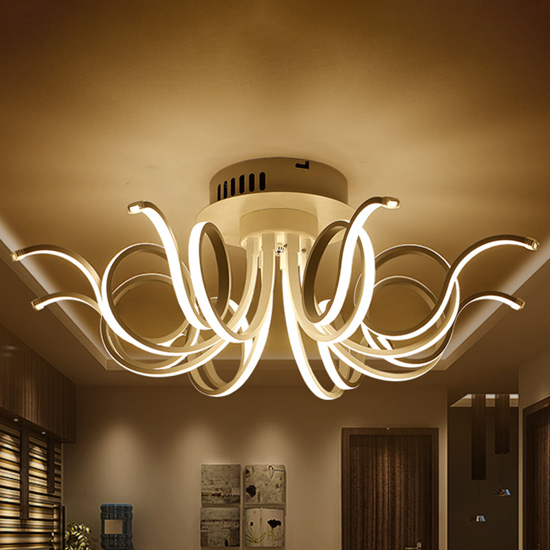 Octopus Flush Light Fixture Contemporary Acrylic 3/6/8 Lights Living Room LED Ceiling Mount Light Fixture in Warm/White