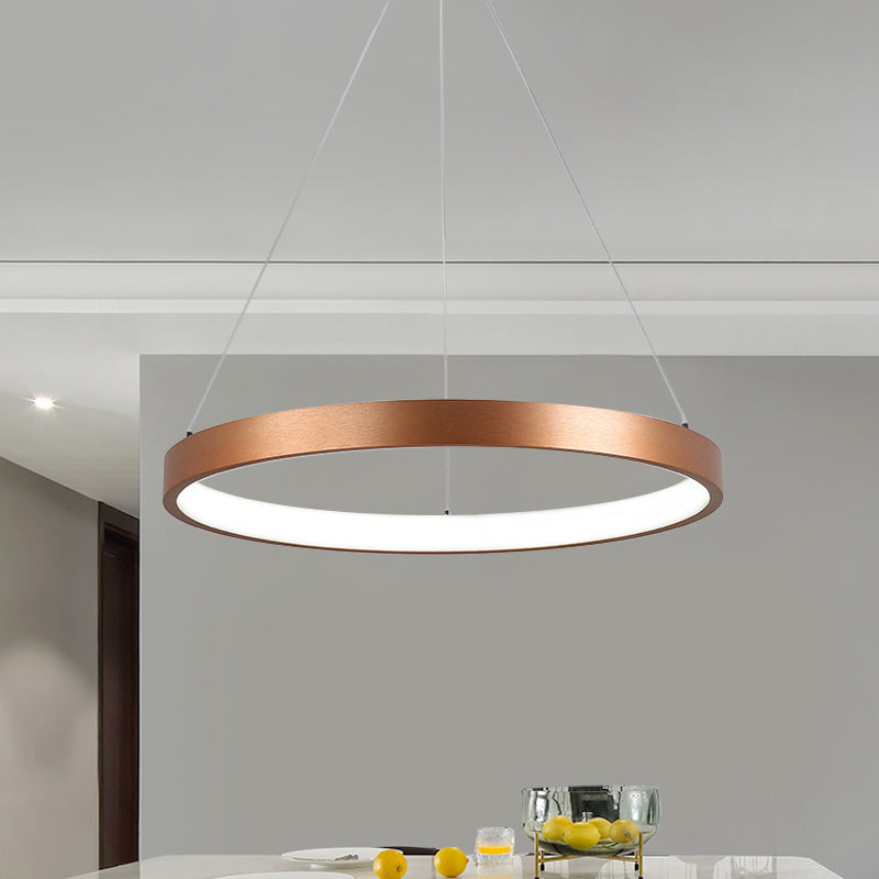 Modern 1/2/3-Head Chandelier Light Fixture with Acrylic Shade Gold Ring Hanging Ceiling Light in Warm/White Light