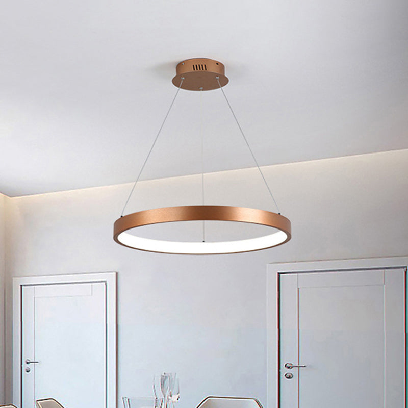 Modern 1/2/3-Head Chandelier Light Fixture with Acrylic Shade Gold Ring Hanging Ceiling Light in Warm/White Light