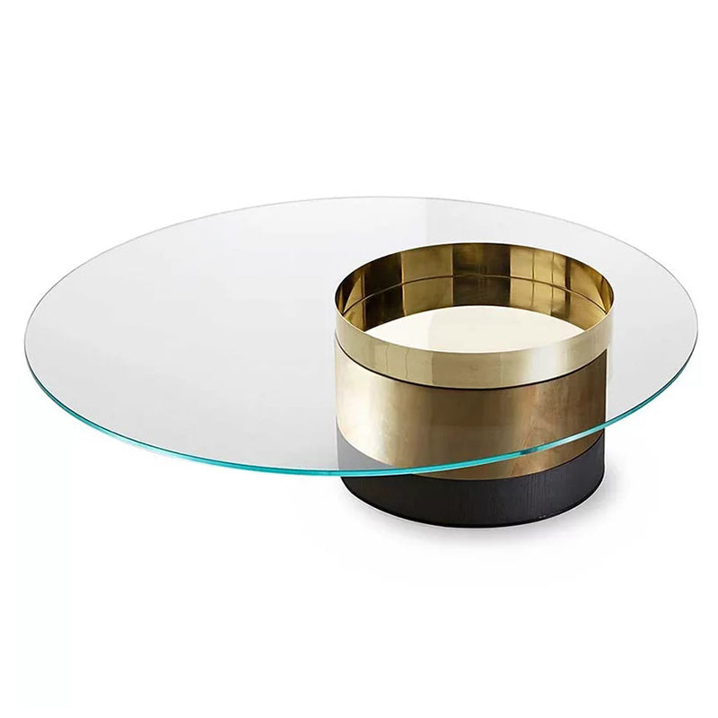 Glass Oval Top Coffee or End Table Modern with One Metal Base