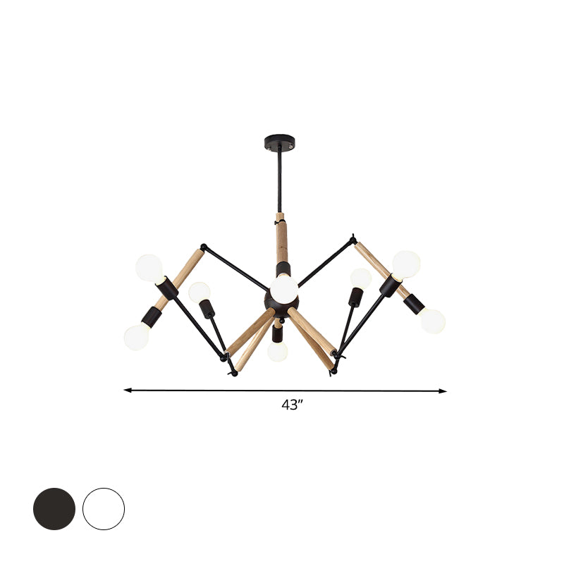 Spider Shape Suspension Light 8/10/12/16-Head Contemporary Metal Chandelier in Black/White for Living Room