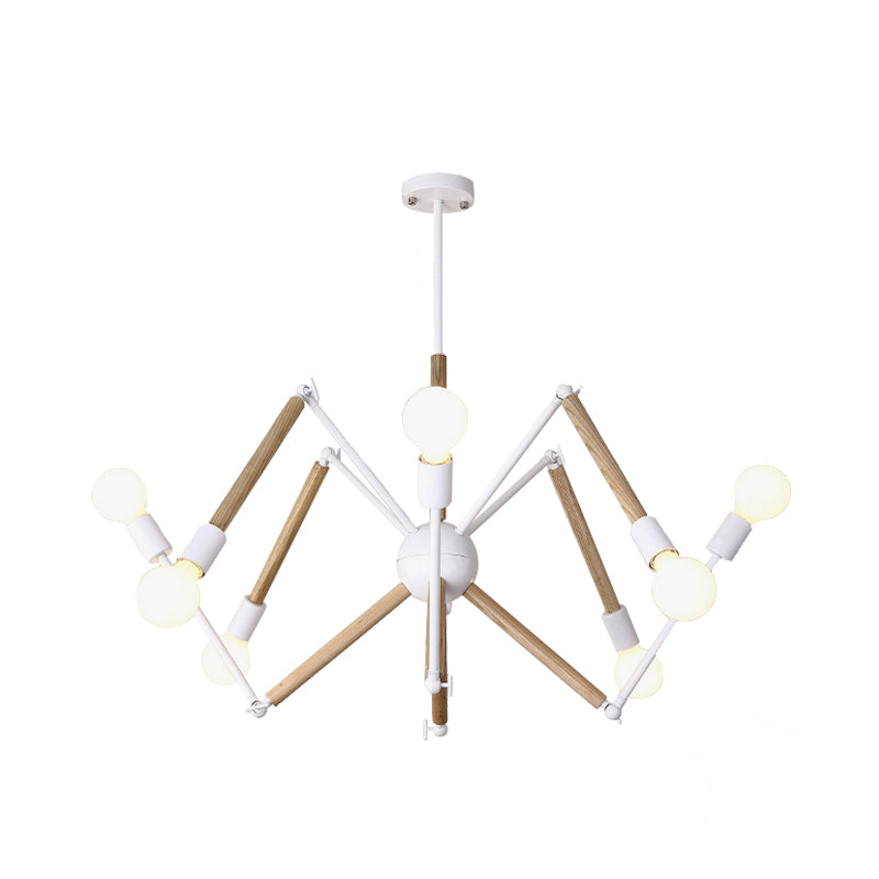 Spider Shape Suspension Light 8/10/12/16-Head Contemporary Metal Chandelier in Black/White for Living Room