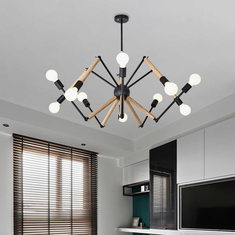 Spider Shape Suspension Light 8/10/12/16-Head Contemporary Metal Chandelier in Black/White for Living Room