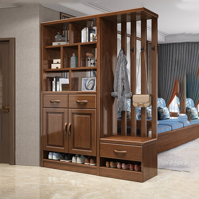 Modern Wood Cabinet in Brown 13.77" Wide Accent Cabinet with Drawers and Doors