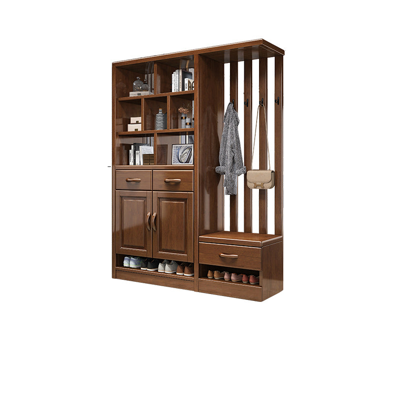 Modern Wood Cabinet in Brown 13.77" Wide Accent Cabinet with Drawers and Doors