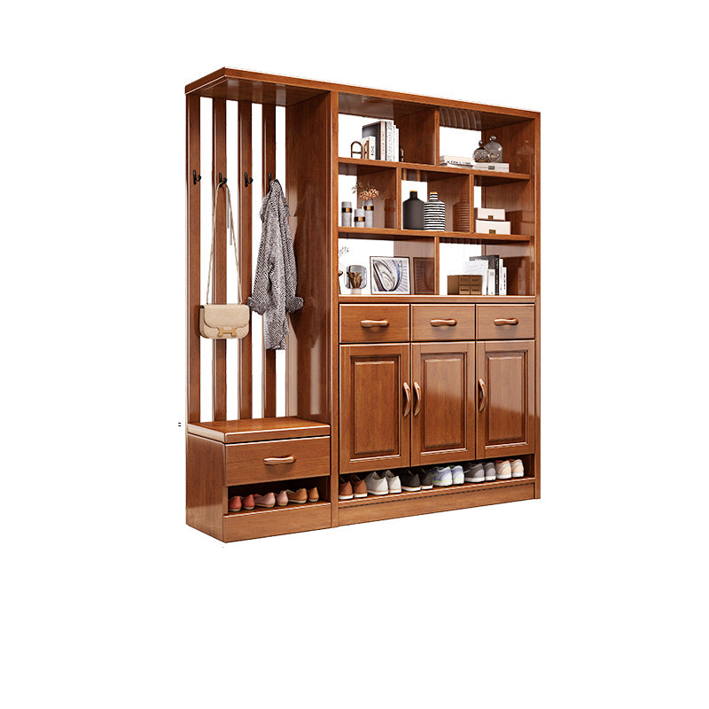 Modern Wood Cabinet in Brown 13.77" Wide Accent Cabinet with Drawers and Doors