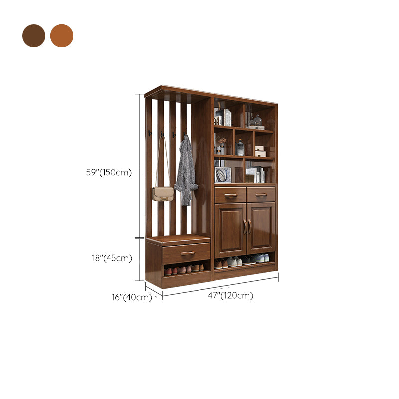 Modern Wood Cabinet in Brown 13.77" Wide Accent Cabinet with Drawers and Doors