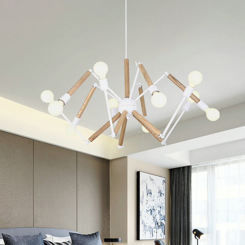 Spider Shape Suspension Light 8/10/12/16-Head Contemporary Metal Chandelier in Black/White for Living Room