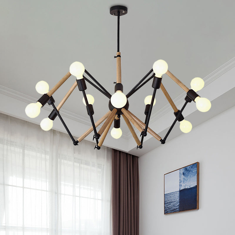 Spider Shape Suspension Light 8/10/12/16-Head Contemporary Metal Chandelier in Black/White for Living Room