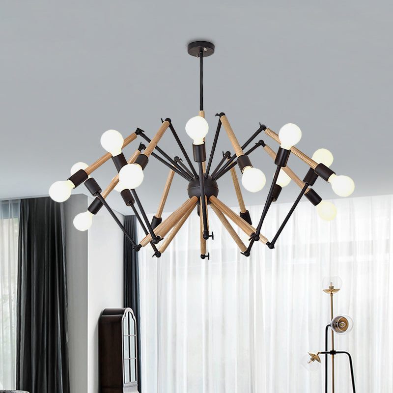 Spider Shape Suspension Light 8/10/12/16-Head Contemporary Metal Chandelier in Black/White for Living Room