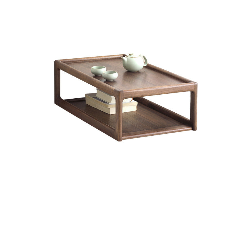 Rectangle Solid Wood Bedroom Modern Coffee Table with Storage Shelf