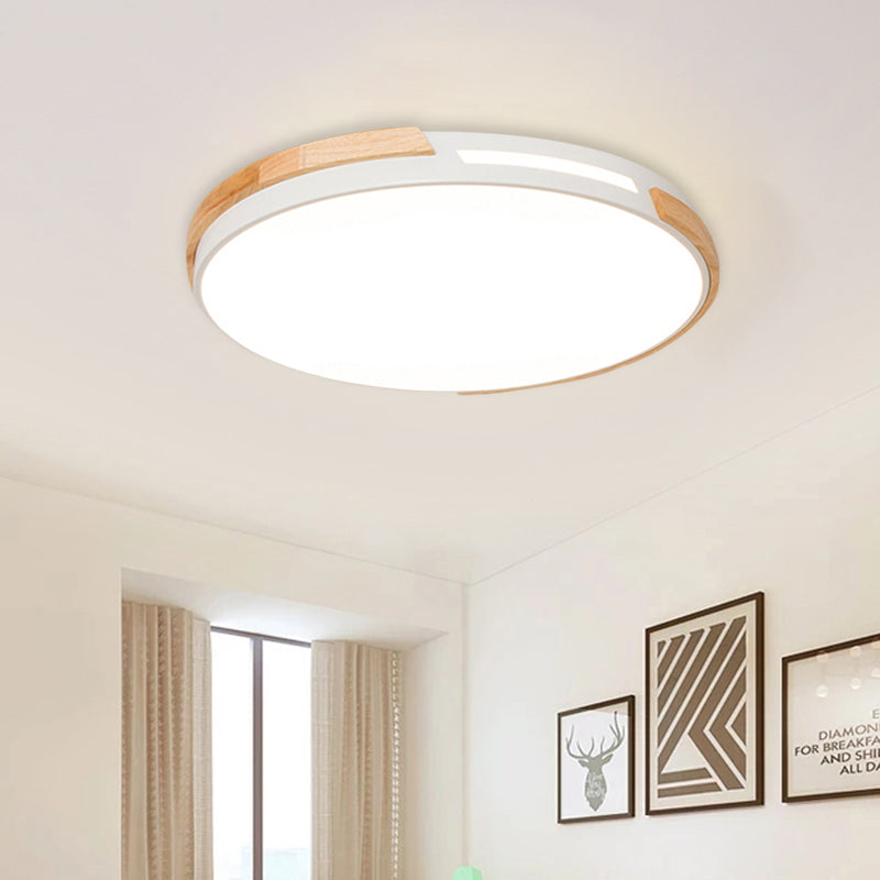 Flat Circle LED Flush Ceiling Light Macaron Style Acrylic Green/Grey/White Ceiling Lamp for Dining Room Corridor