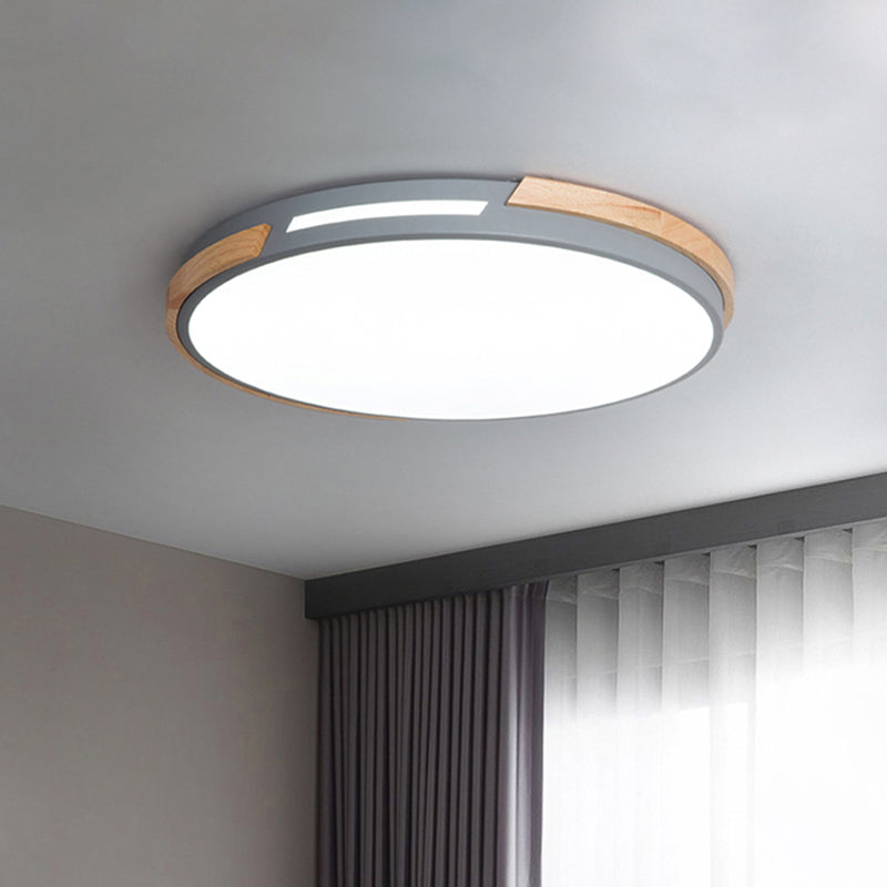 Flache Kreis LED Flush Decke Licht Macaron Stil Acryl Grün/Grau/Weiß Deckenlampe für Esszimmer Korridor