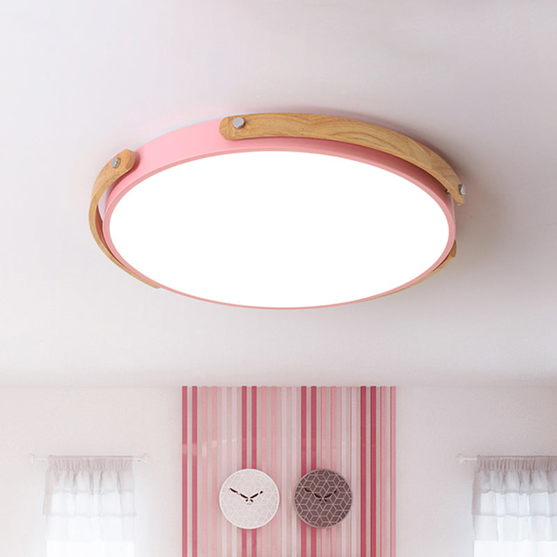 Acrylic Circular LED Flush Ceiling Light Kid Bedroom Hallway Macaron Stylish Ceiling Lamp